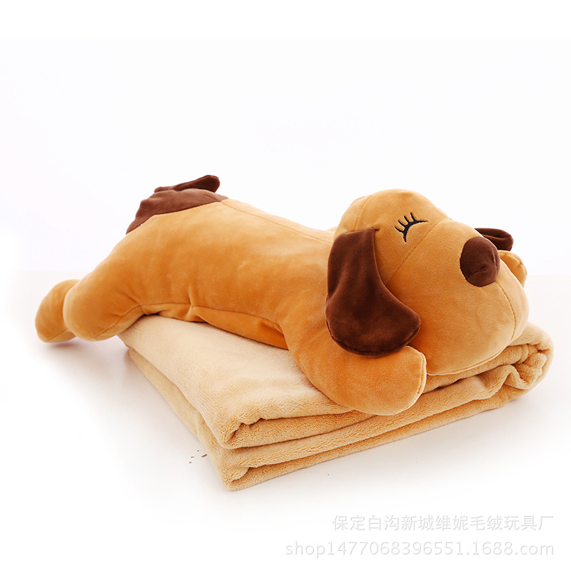 Customized Logo Cartoon Lying Style Stitch Plush Toy Cushion Multi-Functional Bolster Quilt Airable Cover Dual-Use