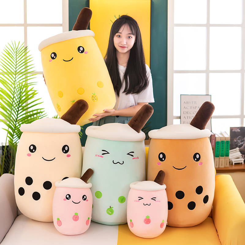 Simulation Milky Tea Cup Bolster Cushion Children&#039;s Plush Toys Doll Creative Gift Fruit Milk Tea Doll Wholesale
