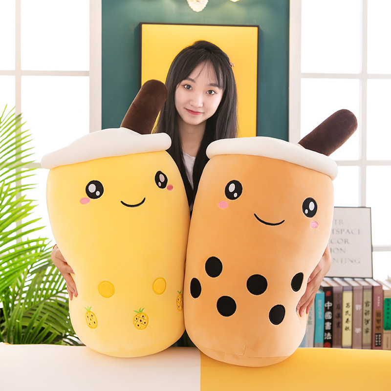 Simulation Milky Tea Cup Bolster Cushion Children&#039;s Plush Toys Doll Creative Gift Fruit Milk Tea Doll Wholesale