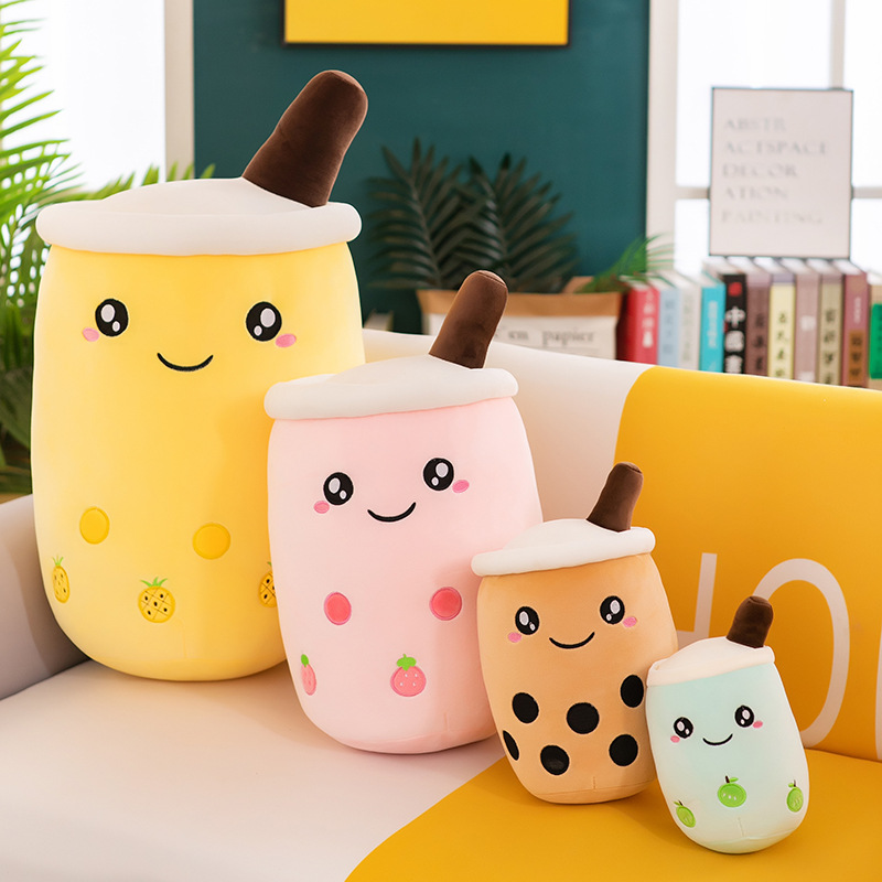 Simulation Milky Tea Cup Bolster Cushion Children&#039;s Plush Toys Doll Creative Gift Fruit Milk Tea Doll Wholesale
