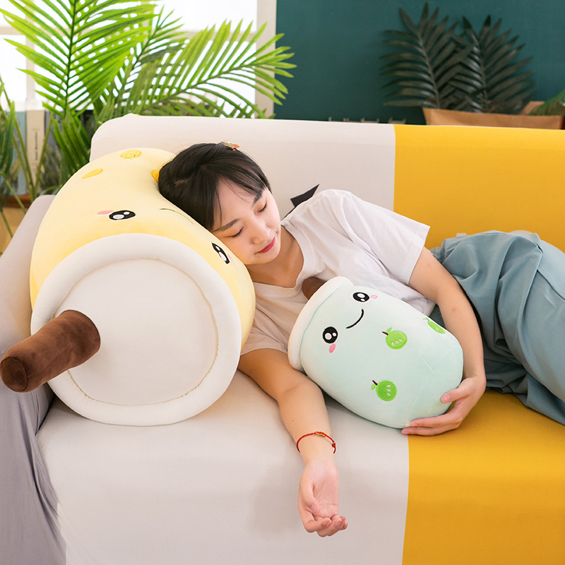 Simulation Milky Tea Cup Bolster Cushion Children&#039;s Plush Toys Doll Creative Gift Fruit Milk Tea Doll Wholesale