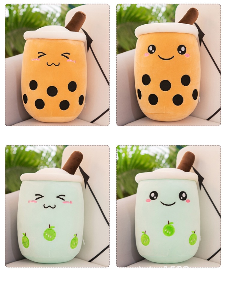 Simulation Milky Tea Cup Bolster Cushion Children's Plush Toys Doll Creative Gift Fruit Milk Tea Doll Wholesale