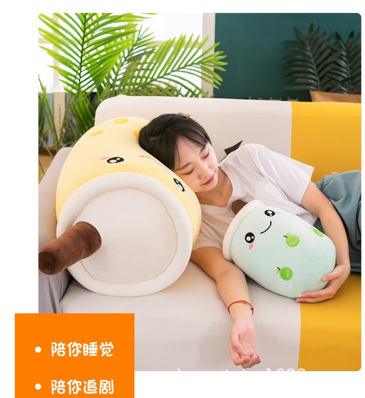 Simulation Milky Tea Cup Bolster Cushion Children's Plush Toys Doll Creative Gift Fruit Milk Tea Doll Wholesale