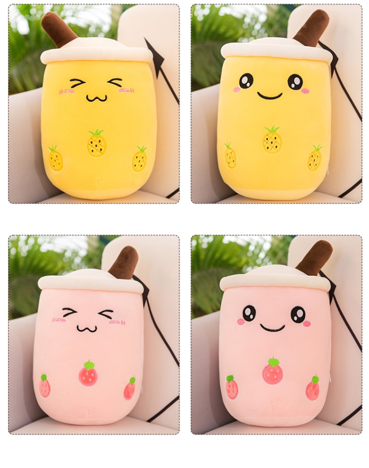 Simulation Milky Tea Cup Bolster Cushion Children's Plush Toys Doll Creative Gift Fruit Milk Tea Doll Wholesale