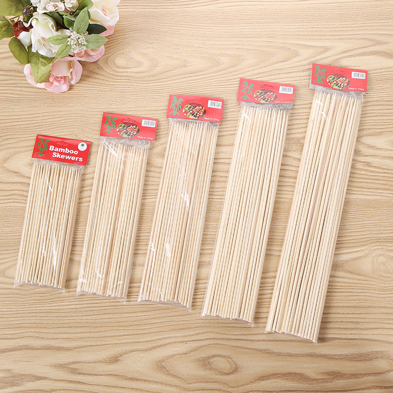 4*40 Wide round Bamboo Sticks 50 Pieces Disposable Barbecue Sticks Good Smell Stick Lamb Skewers Bamboo Barbecue Tools