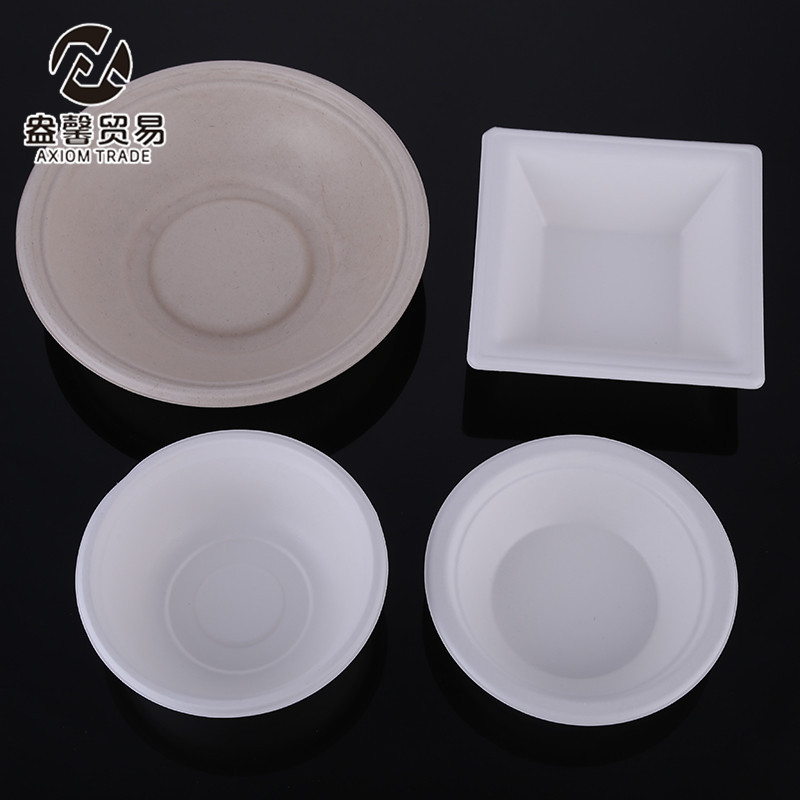 Disposable Bowls and Chopsticks Bagasse Degradable Environmental Protection round Bowl Household Barbecue Tableware Pulp Takeaway Plate Wholesale
