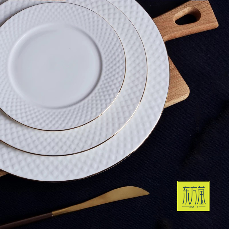 Bone China Gold Rimmed Tableware Bone China Inlaid Golden Edge Tableware Set High-Grade Ceramic Tableware Set Porcelain Bowl Ceramic Plate Bone China Gold Rimmed Tableware Bone China Inlaid Golden Edge Tableware Set High-Grade Ceramic Tableware Set Porcelain Bowl Ceramic Plate