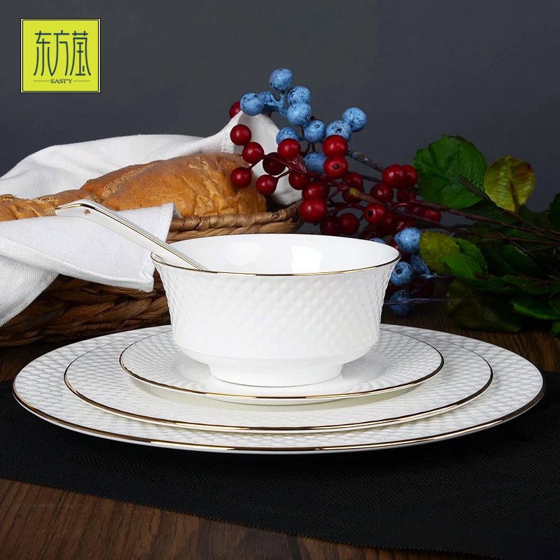 Bone China Gold Rimmed Tableware Bone China Inlaid Golden Edge Tableware Set High-Grade Ceramic Tableware Set Porcelain Bowl Ceramic Plate Bone China Gold Rimmed Tableware Bone China Inlaid Golden Edge Tableware Set High-Grade Ceramic Tableware Set Porcelain Bowl Ceramic Plate