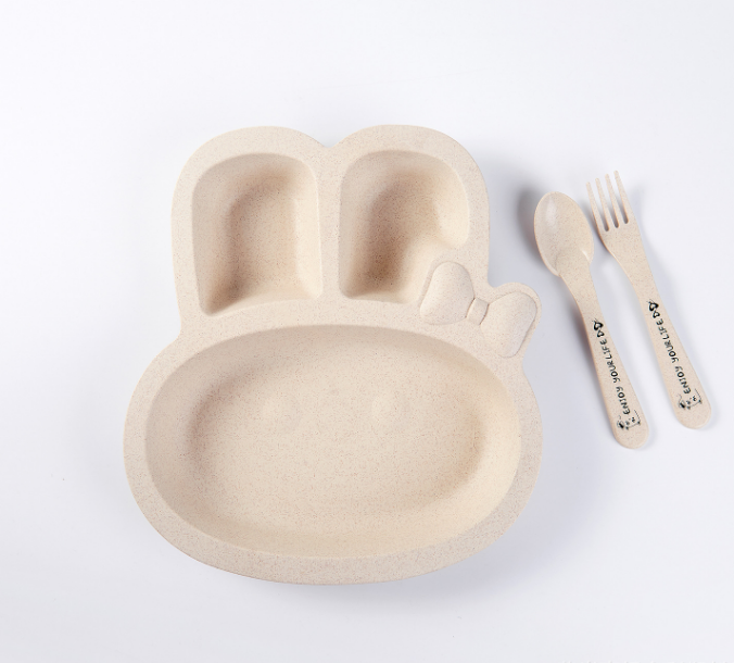 Wheat Straw Dinner Plate Student Dish Fast Food Plate Separated Dish Environmental Protection Children Rabbit Dish Wheat Straw Dinner Plate Student Dish Fast Food Plate Separated Dish Environmental Protection Children Rabbit Dish