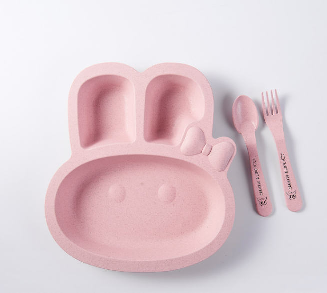 Wheat Straw Dinner Plate Student Dish Fast Food Plate Separated Dish Environmental Protection Children Rabbit Dish Wheat Straw Dinner Plate Student Dish Fast Food Plate Separated Dish Environmental Protection Children Rabbit Dish