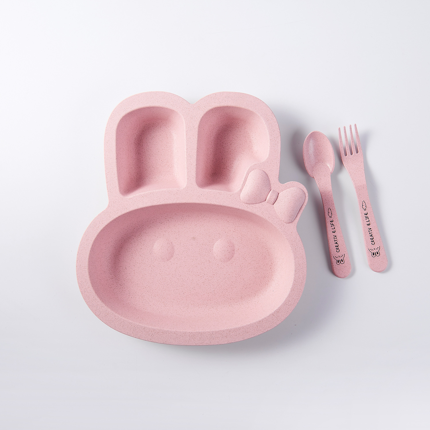 Maixiang Rabbit Plate Children's Cartoon Wheat Straw Tableware Set Kindergarten Baby Grid Plate Drop-Resistant Maixiang Rabbit Plate Children's Cartoon Wheat Straw Tableware Set Kindergarten Baby Grid Plate Drop-Resistant