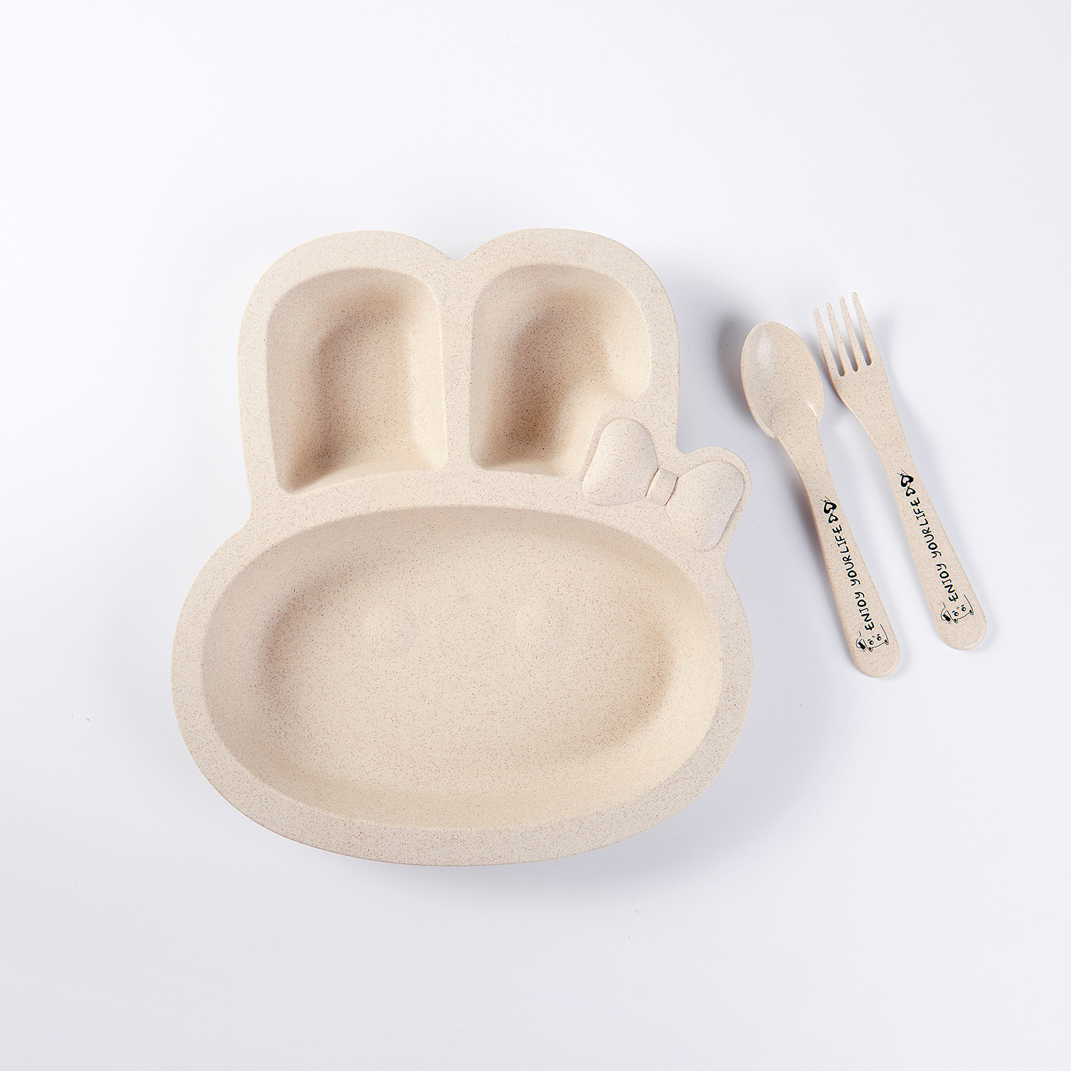Maixiang Rabbit Plate Children's Cartoon Wheat Straw Tableware Set Kindergarten Baby Grid Plate Drop-Resistant Maixiang Rabbit Plate Children's Cartoon Wheat Straw Tableware Set Kindergarten Baby Grid Plate Drop-Resistant