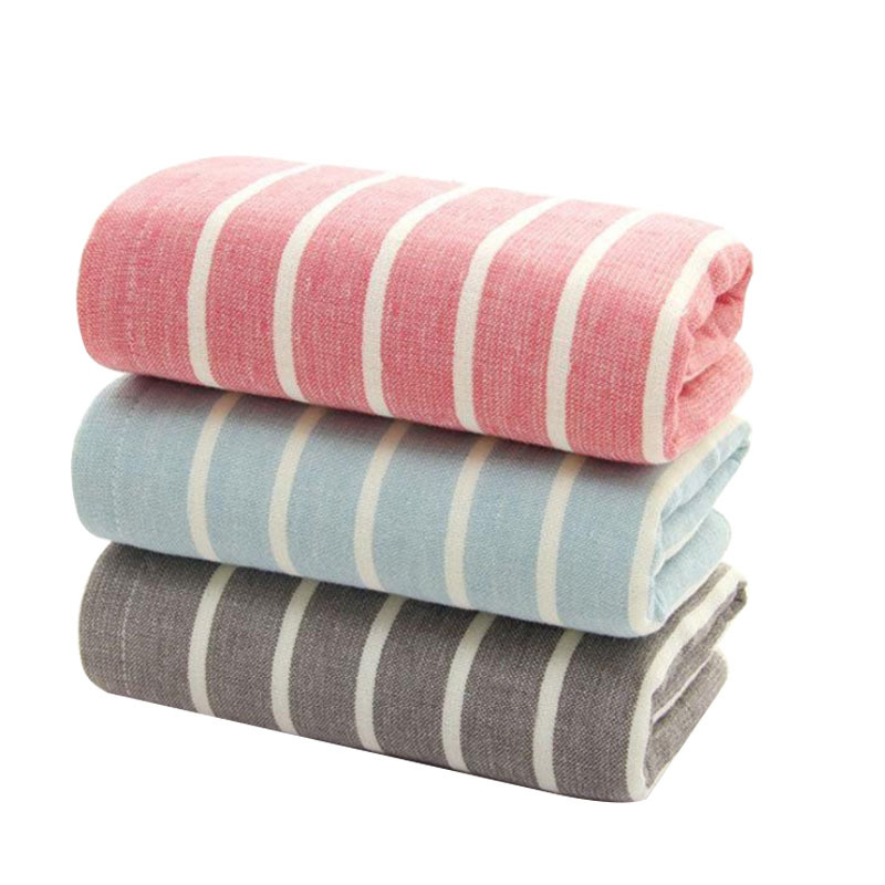 [Factory Direct Sales] Japanese Style Stripe Bath Towel Super Soft Absorbent Breathable Unisex Face-Wiping Pure Cotton High-End