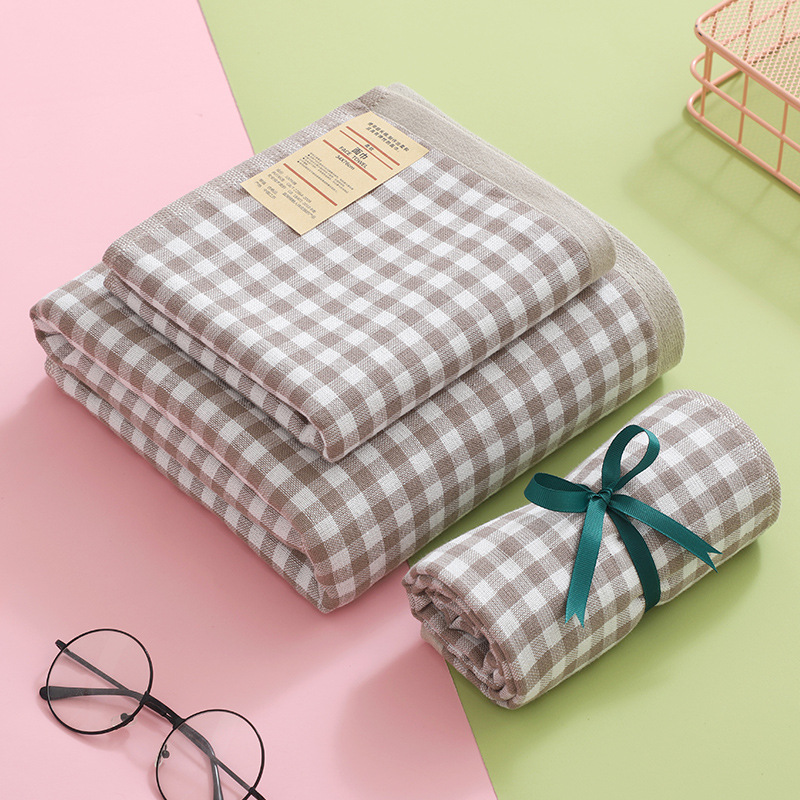 Yiwu Good Goods Pure Cotton One Side Gauze One Side Terry Small Plaid Bath Towel Daily Necessities Big Towel Gift Bath Towel Yiwu Good Goods Pure Cotton One Side Gauze One Side Terry Small Plaid Bath Towel Daily Necessities Big Towel Gift Bath Towel