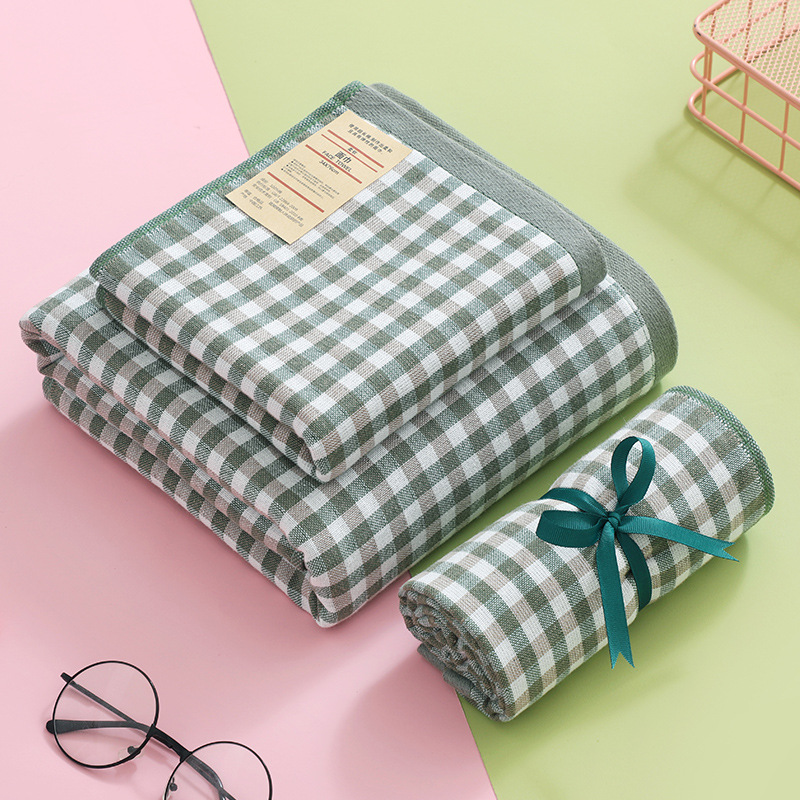 Yiwu Good Goods Pure Cotton One Side Gauze One Side Terry Small Plaid Bath Towel Daily Necessities Big Towel Gift Bath Towel Yiwu Good Goods Pure Cotton One Side Gauze One Side Terry Small Plaid Bath Towel Daily Necessities Big Towel Gift Bath Towel
