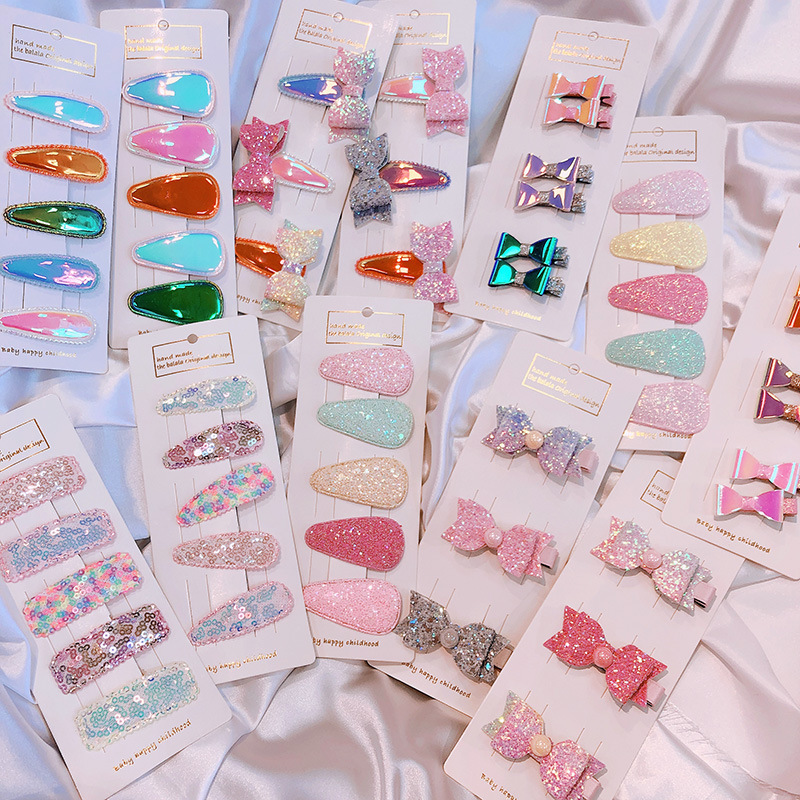 Korean Laser Sequins Handmade Chopsticks Dish Knot Children BB Clip Baby Pair Clip Set Hair Clip Headdress Korean Laser Sequins Handmade Chopsticks Dish Knot Children BB Clip Baby Pair Clip Set Hair Clip Headdress