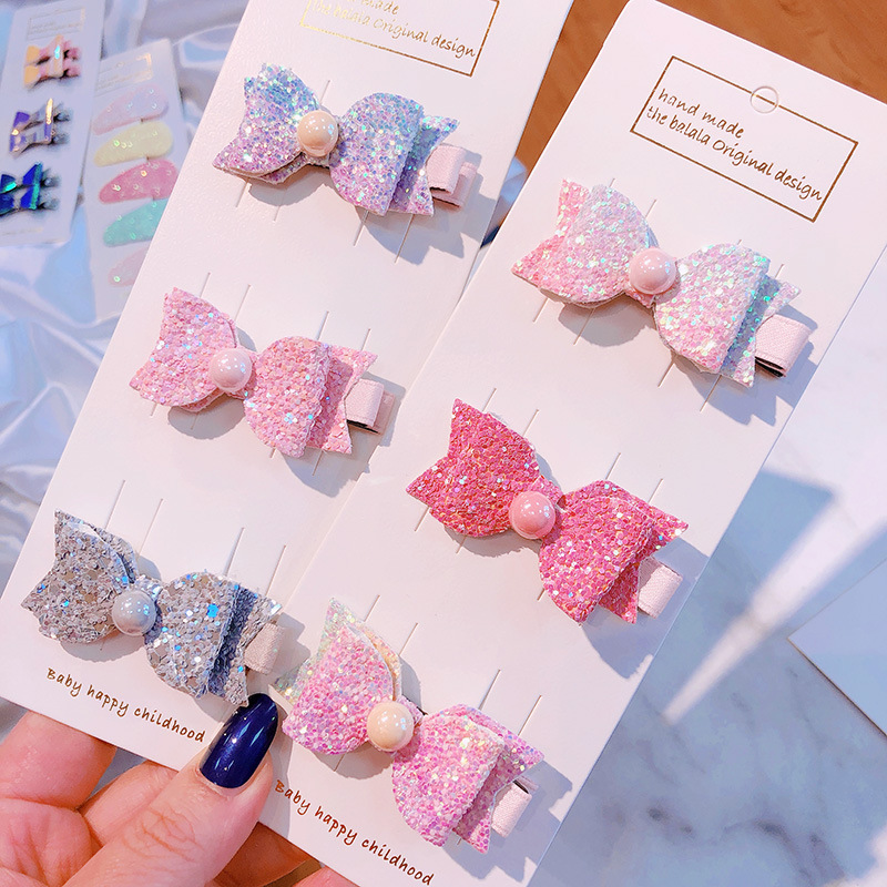 Korean Laser Sequins Handmade Chopsticks Dish Knot Children BB Clip Baby Pair Clip Set Hair Clip Headdress Korean Laser Sequins Handmade Chopsticks Dish Knot Children BB Clip Baby Pair Clip Set Hair Clip Headdress