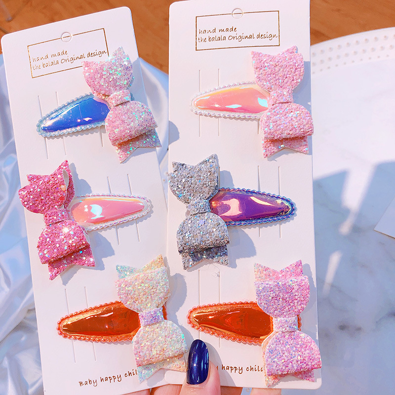 Korean Laser Sequins Handmade Chopsticks Dish Knot Children BB Clip Baby Pair Clip Set Hair Clip Headdress Korean Laser Sequins Handmade Chopsticks Dish Knot Children BB Clip Baby Pair Clip Set Hair Clip Headdress