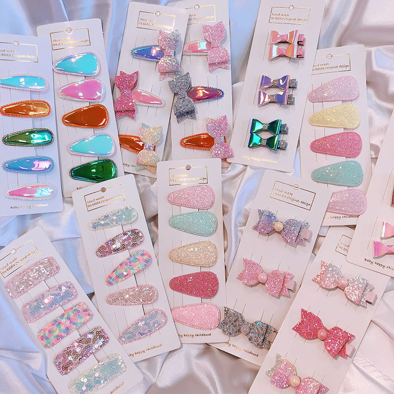 Korean Laser Sequins Handmade Chopsticks Dish Knot Children BB Clip Baby Pair Clip Set Hair Clip Headdress Korean Laser Sequins Handmade Chopsticks Dish Knot Children BB Clip Baby Pair Clip Set Hair Clip Headdress