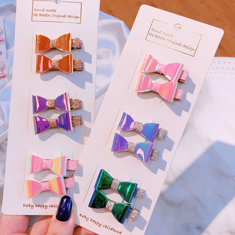 Korean Laser Sequins Handmade Chopsticks Dish Knot Children BB Clip Baby Pair Clip Set Hair Clip Headdress Korean Laser Sequins Handmade Chopsticks Dish Knot Children BB Clip Baby Pair Clip Set Hair Clip Headdress