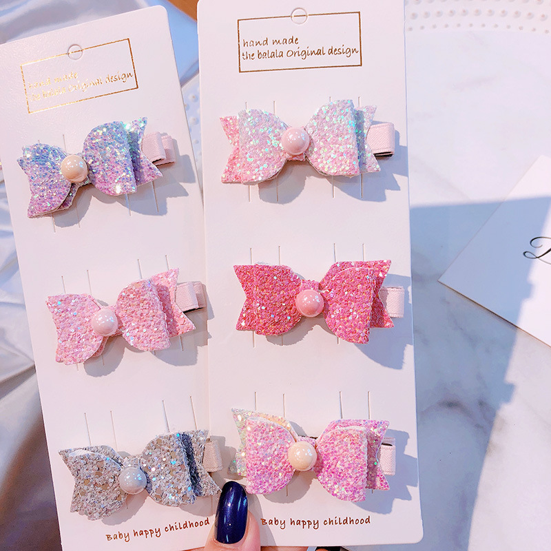 Korean Laser Sequins Handmade Chopsticks Dish Knot Children BB Clip Baby Pair Clip Set Hair Clip Headdress Korean Laser Sequins Handmade Chopsticks Dish Knot Children BB Clip Baby Pair Clip Set Hair Clip Headdress