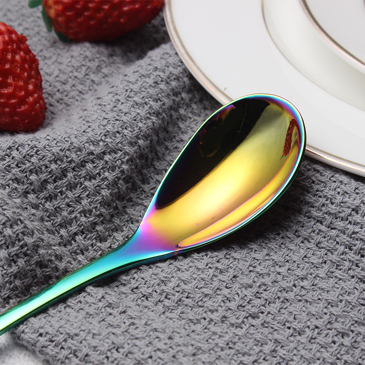 304 Stainless Steel Soup Ladle Solid Thick Titanium-Plated Coffee Stir Spoon Dessert Cake Spoon Home Snacks Spoon Egg Spoon