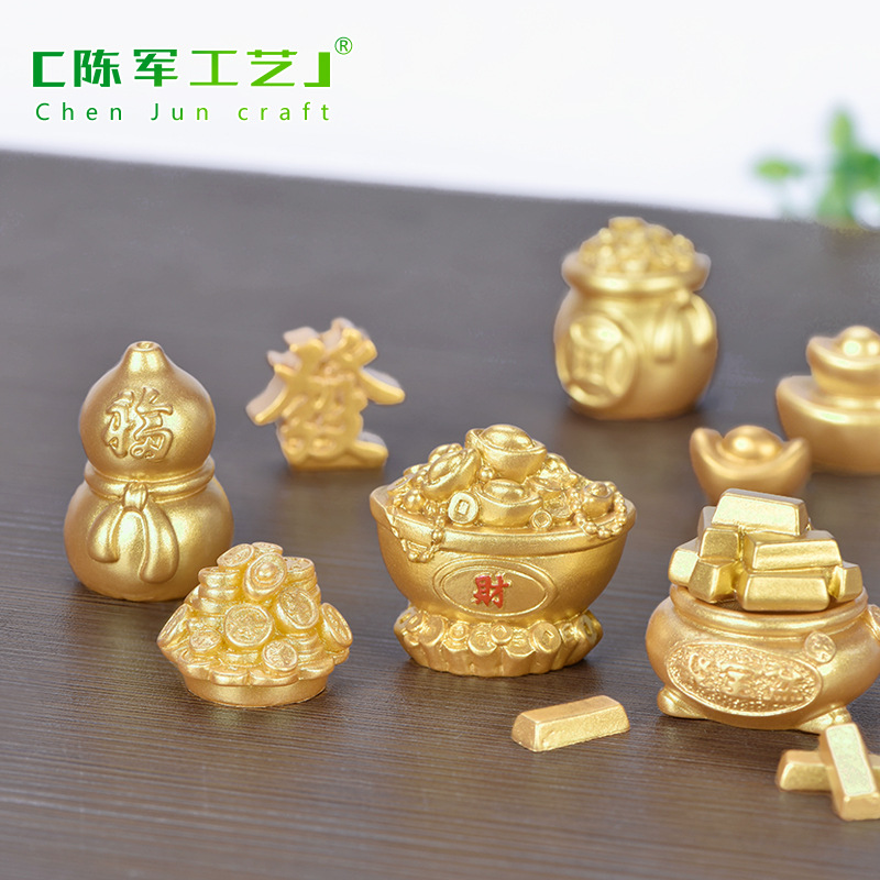 Fortune Rolling Micro Landscape DIY Decoration Resin Crafts New Year Golden Accessories Ingot Money Tree Gourd Boat