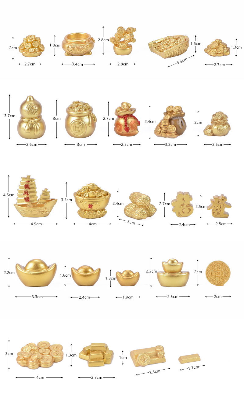 Fortune Rolling Micro Landscape DIY Decoration Resin Crafts New Year Golden Accessories Ingot Money Tree Gourd Boat Fortune Rolling Micro Landscape DIY Decoration Resin Crafts New Year Golden Accessories Ingot Money Tree Gourd Boat