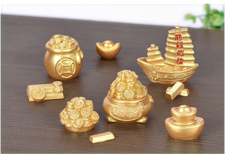 Fortune Rolling Micro Landscape DIY Decoration Resin Crafts New Year Golden Accessories Ingot Money Tree Gourd Boat Fortune Rolling Micro Landscape DIY Decoration Resin Crafts New Year Golden Accessories Ingot Money Tree Gourd Boat