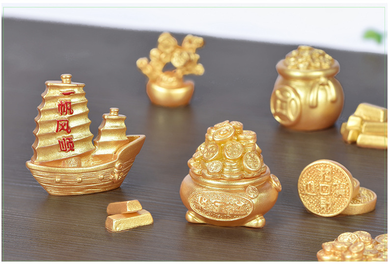Fortune Rolling Micro Landscape DIY Decoration Resin Crafts New Year Golden Accessories Ingot Money Tree Gourd Boat Fortune Rolling Micro Landscape DIY Decoration Resin Crafts New Year Golden Accessories Ingot Money Tree Gourd Boat