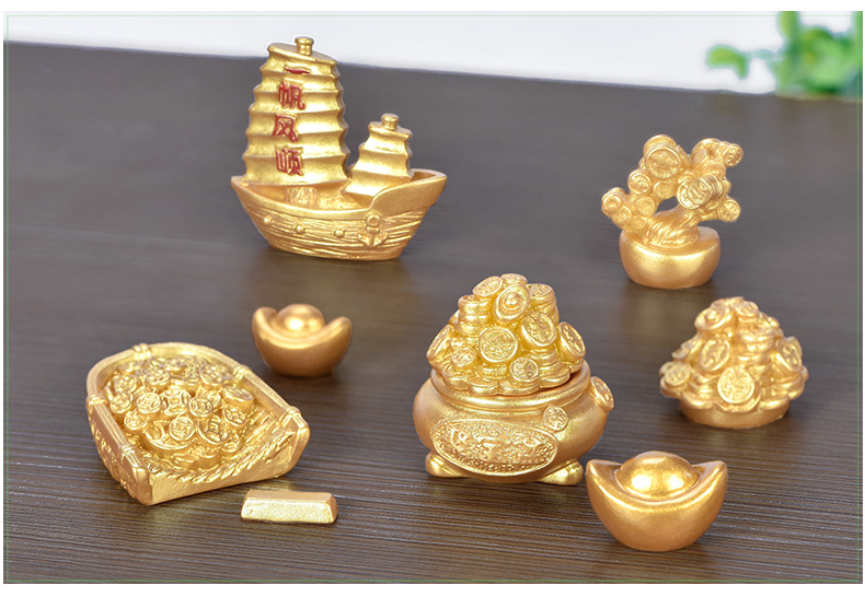 Fortune Rolling Micro Landscape DIY Decoration Resin Crafts New Year Golden Accessories Ingot Money Tree Gourd Boat Fortune Rolling Micro Landscape DIY Decoration Resin Crafts New Year Golden Accessories Ingot Money Tree Gourd Boat