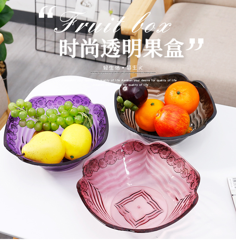 Transparent fruit tray living room tea table plastic candy tray office snack fruit floor stand
