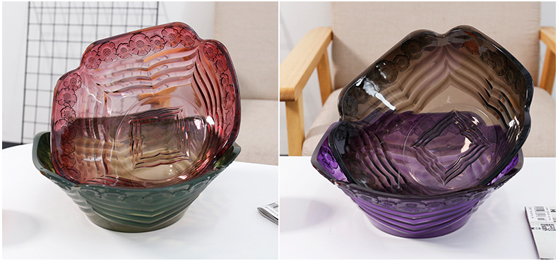 Transparent fruit tray living room tea table plastic candy tray office snack fruit floor stand