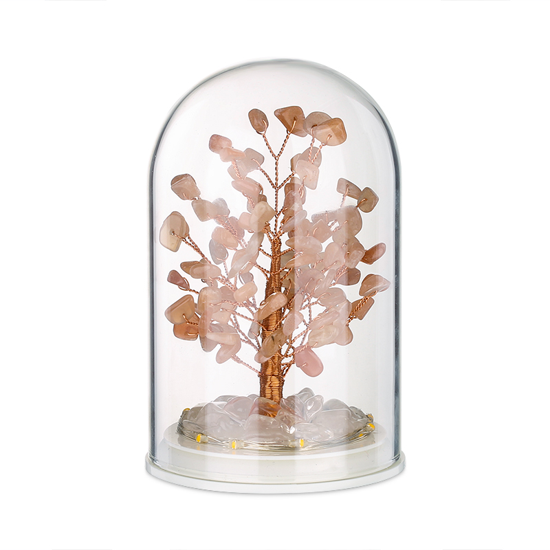 Rose Quartz Crushed Crystal Stone Money Tree (LED)