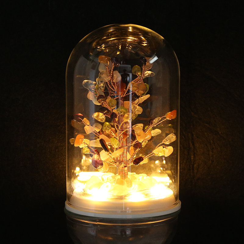 Rose Quartz Crushed Crystal Stone Money Tree (LED)