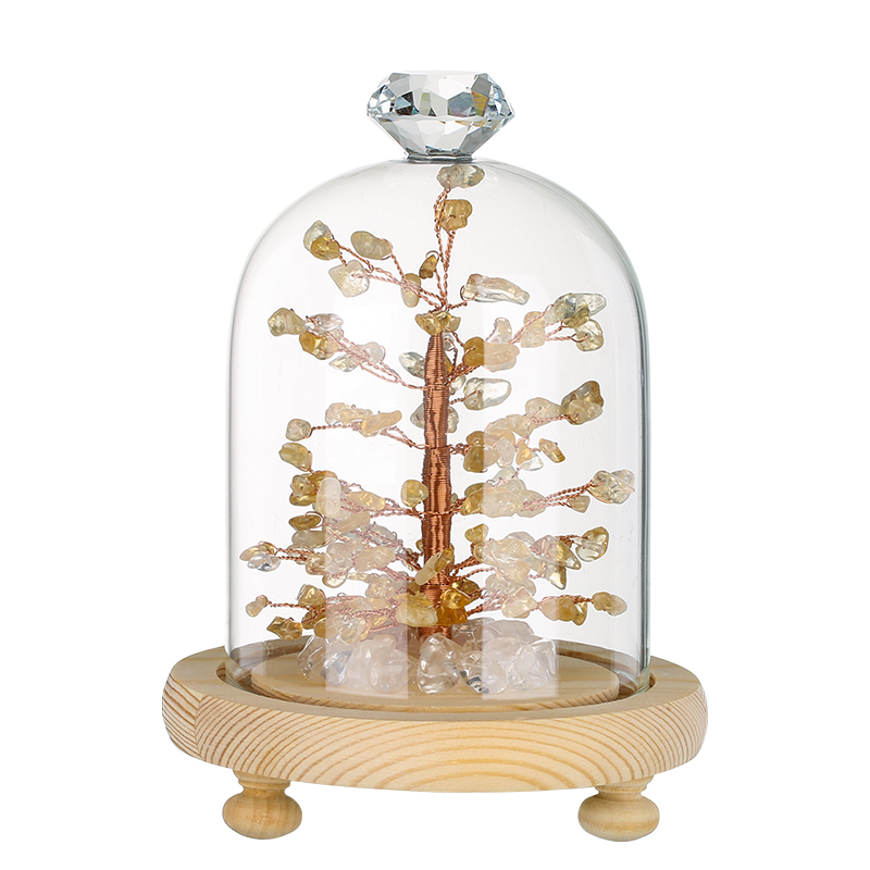 Aquamarine Stone Beadded Money Tree Home Decor FengShui Lucky Tree