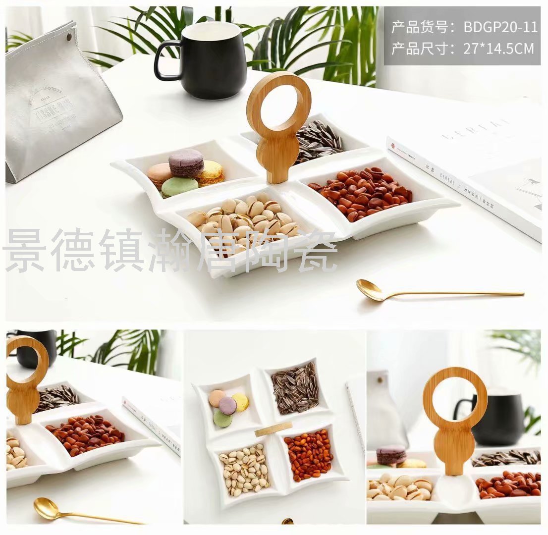 Creative Ceramic Dried Fruit Tray Cake Plate Hollow Fruit Plate Multi-Layer Household Snack Dish Jingdezhen Ceramics