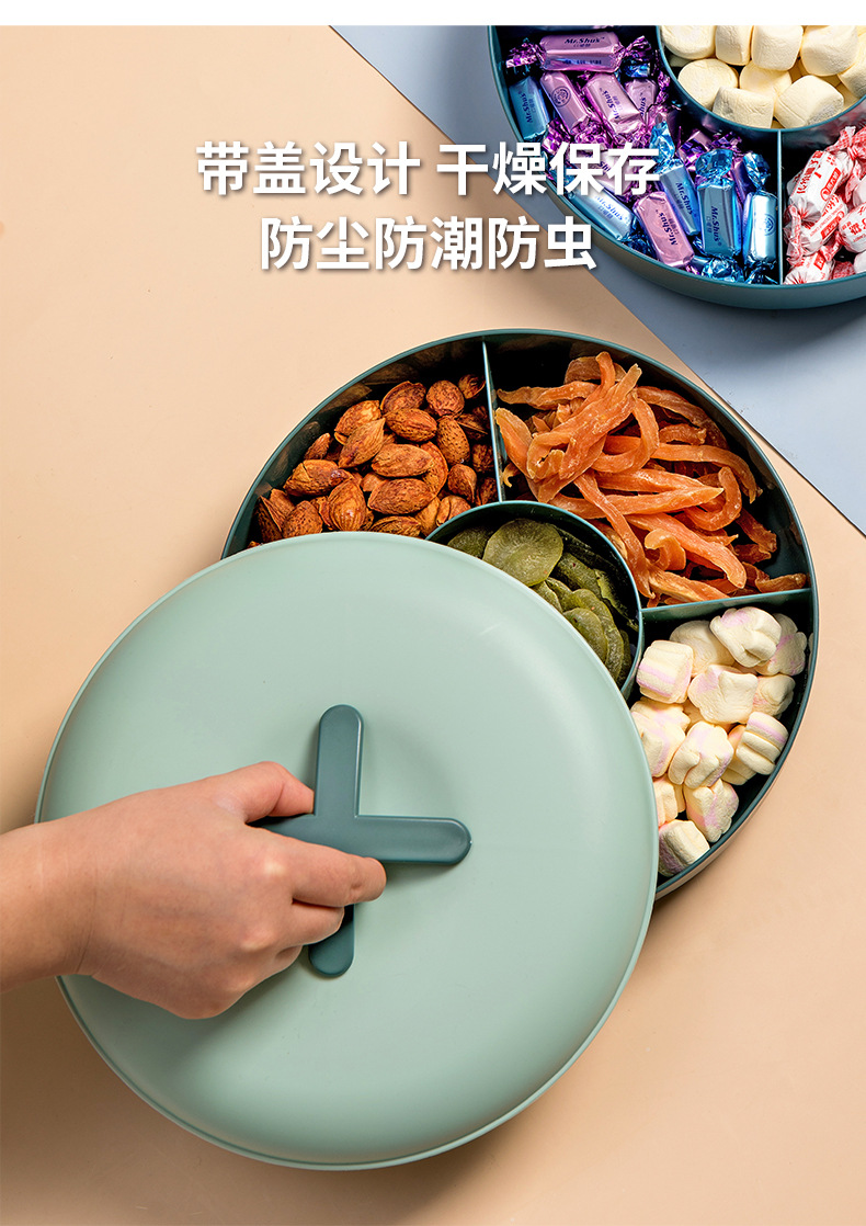 Korean Dustproof Dried Fruit Tray Covered Compartment Creative Plastic Fruit Plate Wedding Candy Box Snack Living Room Fruit Plate