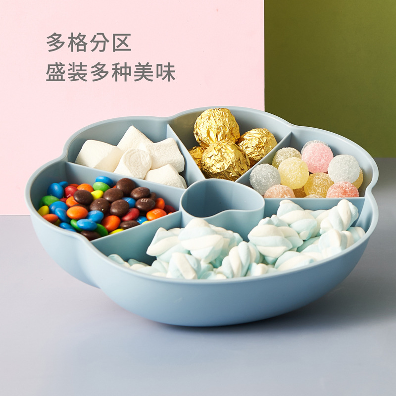 Small Kit Macaron Dried Fruit Tray Dried Fruit Box with Lid Candy Box Living Room Coffee Table Seed Box Snack Dish Candy Plate
