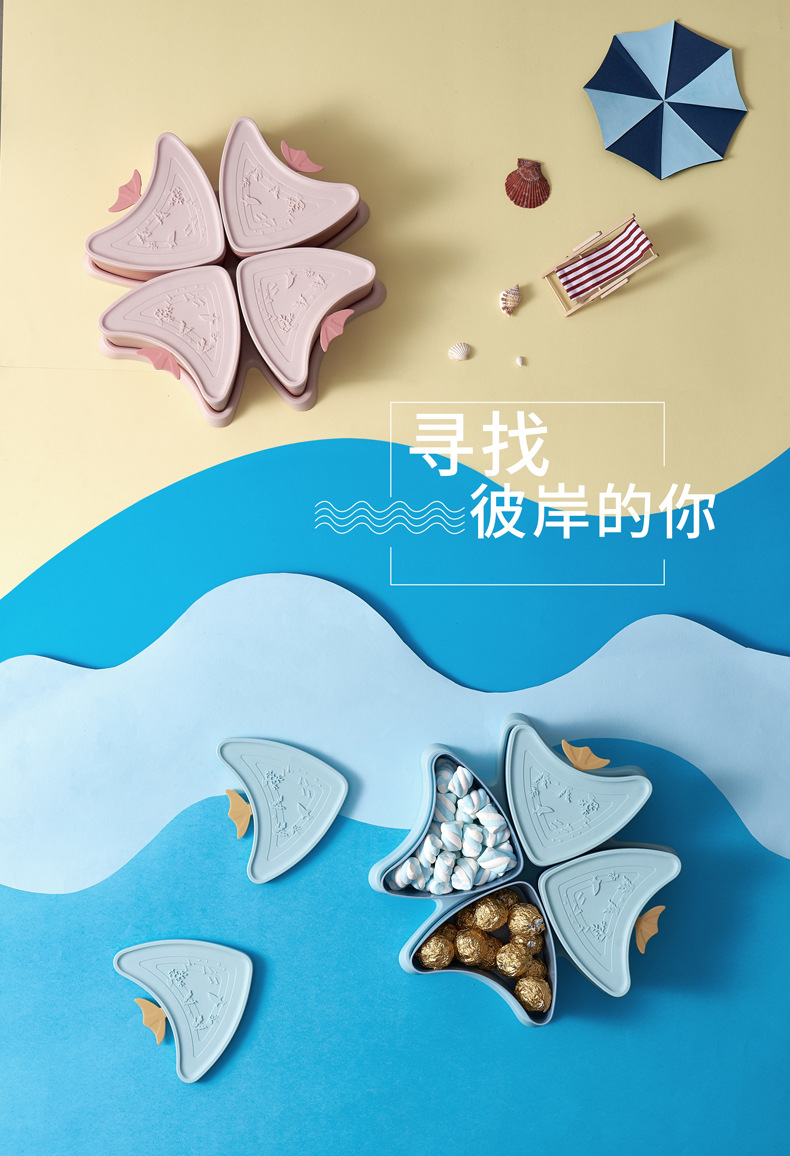 Small Kit Macaron Dried Fruit Tray Dried Fruit Box with Lid Candy Box Living Room Coffee Table Seed Box Snack Dish Candy Plate