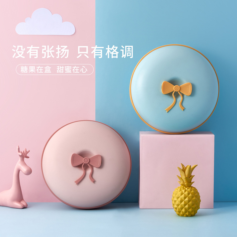 Small Kit Macaron Dried Fruit Tray Dried Fruit Box with Lid Candy Box Living Room Coffee Table Seed Box Snack Dish Candy Plate