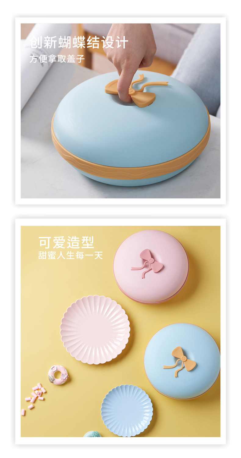 Small Kit Macaron Dried Fruit Tray Dried Fruit Box with Lid Candy Box Living Room Coffee Table Seed Box Snack Dish Candy Plate