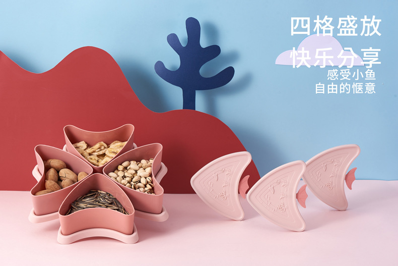 Small Kit Macaron Dried Fruit Tray Dried Fruit Box with Lid Candy Box Living Room Coffee Table Seed Box Snack Dish Candy Plate