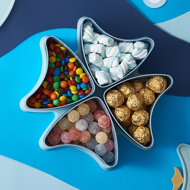 Small Kit Macaron Dried Fruit Tray Dried Fruit Box with Lid Candy Box Living Room Coffee Table Seed Box Snack Dish Candy Plate