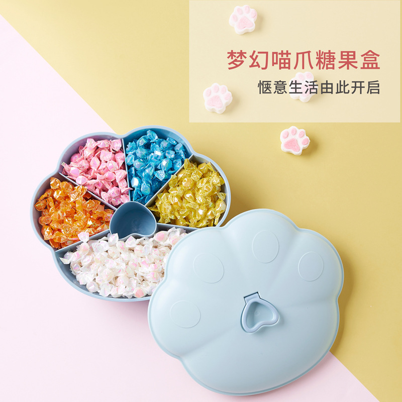 Small Kit Macaron Dried Fruit Tray Dried Fruit Box with Lid Candy Box Living Room Coffee Table Seed Box Snack Dish Candy Plate