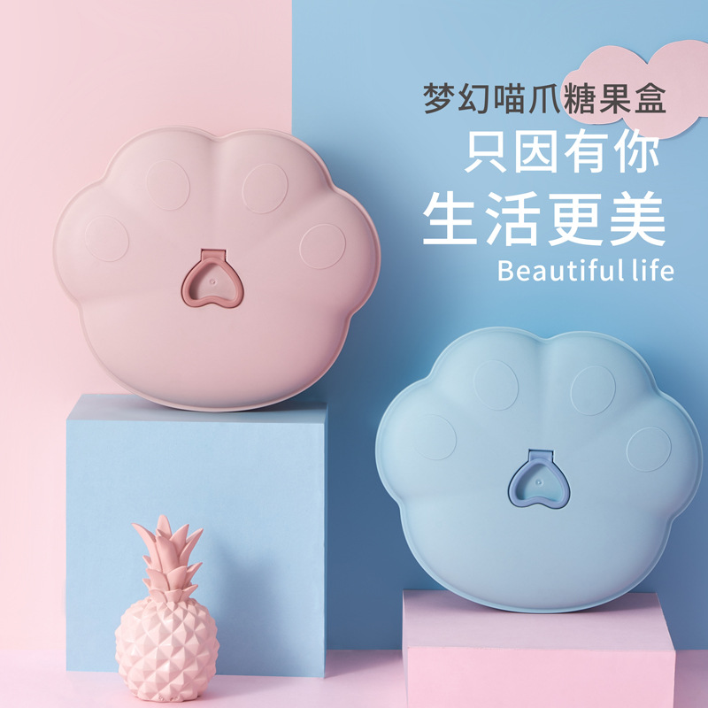 Small Kit Macaron Dried Fruit Tray Dried Fruit Box with Lid Candy Box Living Room Coffee Table Seed Box Snack Dish Candy Plate