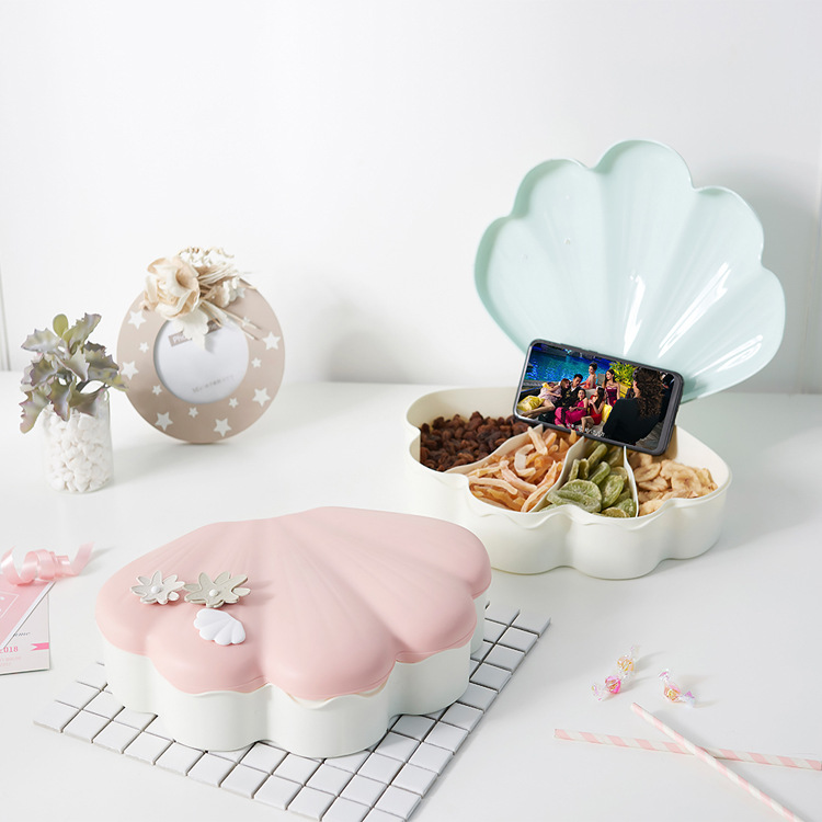 Shell Light Luxury Candy Box High-End Creative Frame Dried Fruit Tray Lazy Melon Seeds Plate Handphone-Friendly Dried Fruit Box