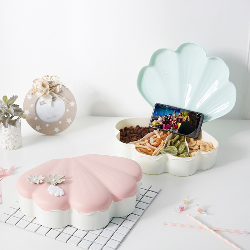 Shell Light Luxury Candy Box High-End Creative Frame Dried Fruit Tray Lazy Melon Seeds Plate Handphone-Friendly Dried Fruit Box