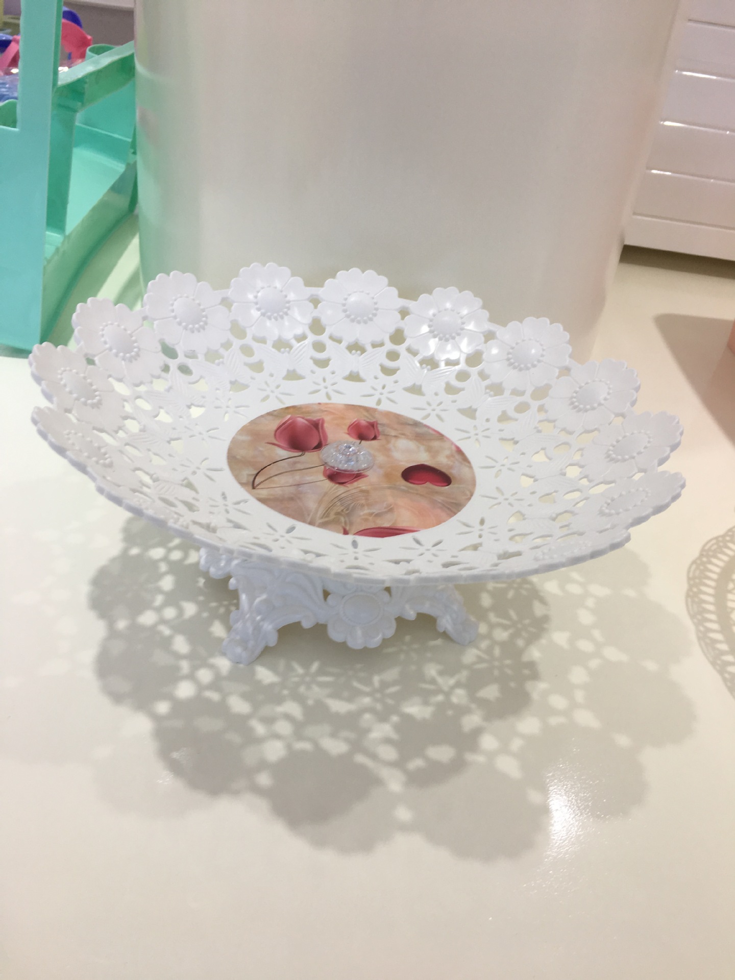 Plastic multi-layer fruit cake tray colored glaze afternoon tea lace skewer continental fruit tray cake stand
