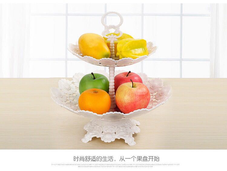 Plastic multi-layer fruit cake tray colored glaze afternoon tea lace skewer continental fruit tray cake stand